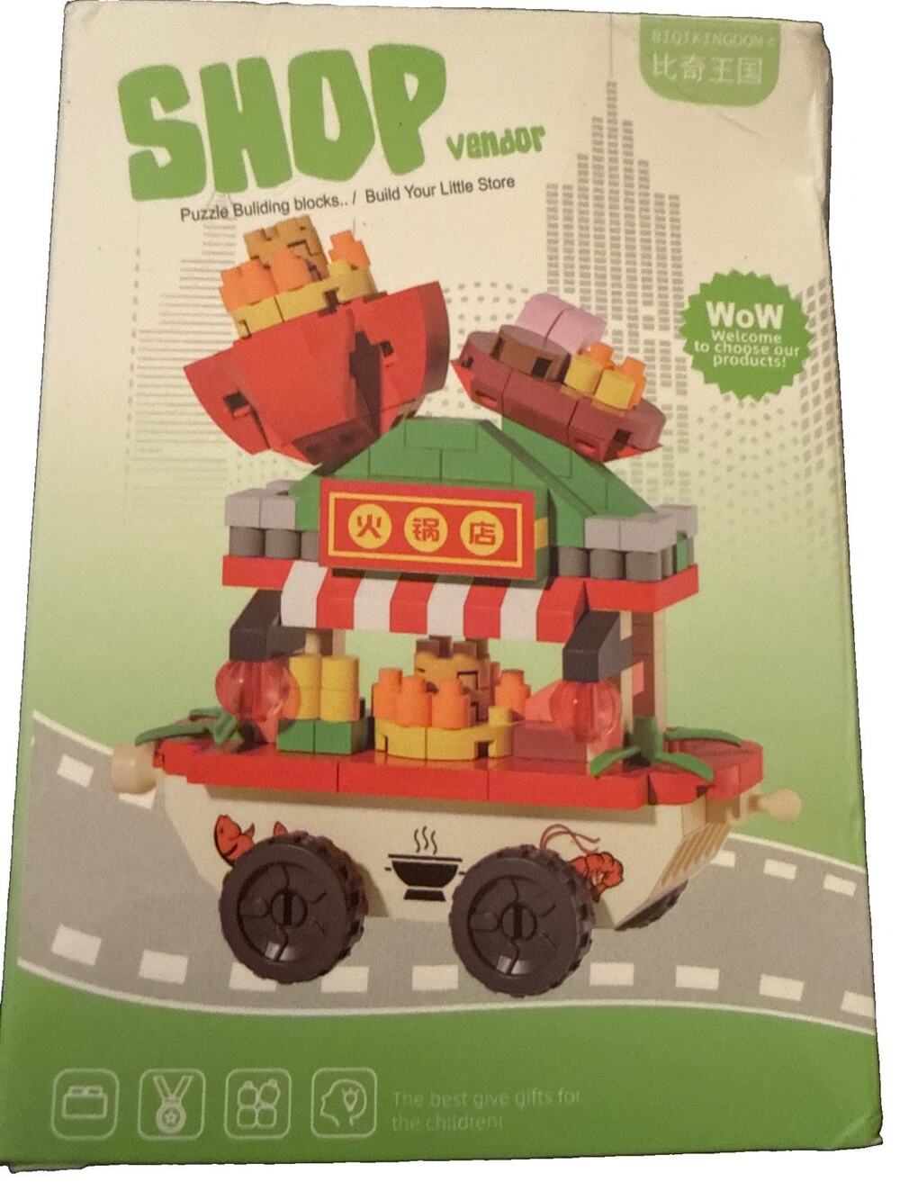 Shop Vendor Hot Pot Food Cart Puzzle Micro Building Block Set MZ-442 Age 8+